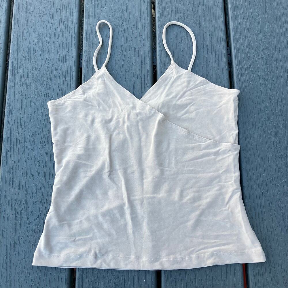 Vintage nude surplice wrap camisole, Y2K clean girl boho chic